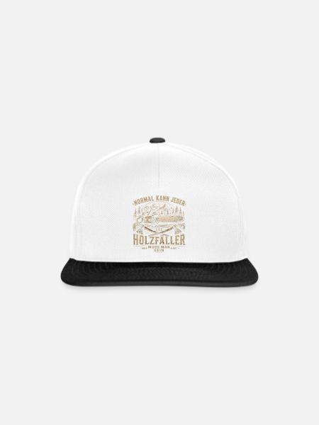 Holzfäller Motiv mit Kettensäge - Snapback Cap - Weiß/Schwarz
