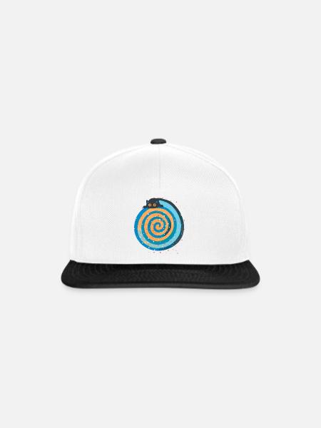 Galaktische Katze auf hypnotischer Spirale - Snapback Cap - Weiß/Schwarz