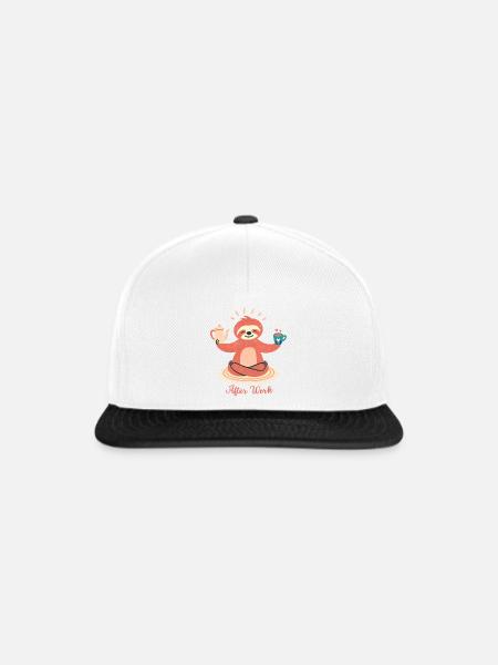 After Work Faultier mit Kaffee - Snapback Cap - Weiß/Schwarz