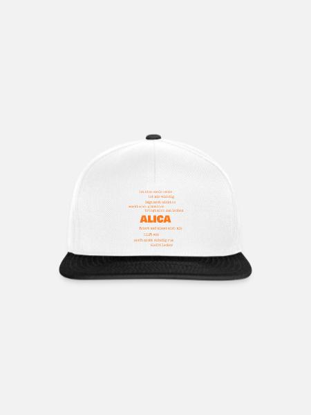 Spruch Alica - Snapback Cap - Weiß/Schwarz