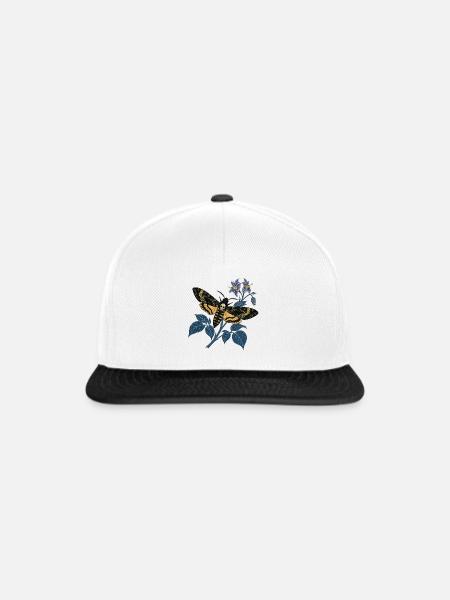Sphinx Nächtlicher Botanischer Schädel - Snapback Cap - Weiß/Schwarz