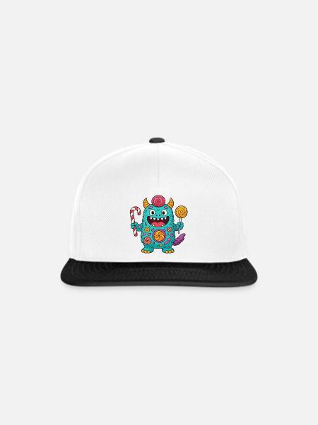 Niedliches Suessigkeiten Monster - Snapback Cap - Weiß/Schwarz