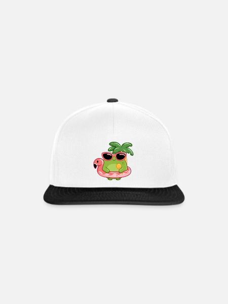 Sommerlicher Frosch mit Sonnenbrille und Flamingo - Snapback Cap - Weiß/Schwarz