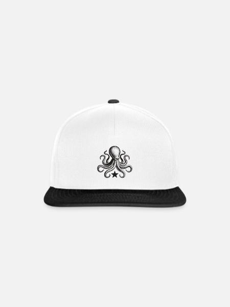 Tintenkrake mit Stern - Snapback Cap - Weiß/Schwarz