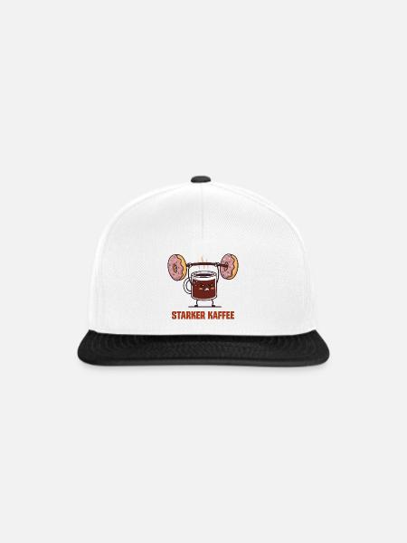 Starker Kaffee - Kaffee & Donuts Fitness - Snapback Cap - Weiß/Schwarz