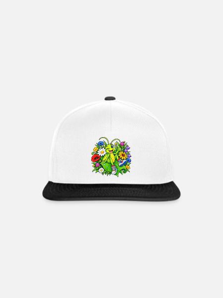 Lustiger Grashüpfer - Snapback Cap - Weiß/Schwarz