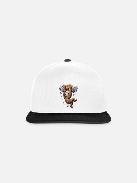 Faultier beim Bouldern - Lustiges Klettern - Snapback Cap - Weiß/Schwarz