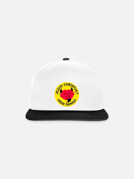 Teufel - Jesus Christus? Nein Danke! - Snapback Cap - Weiß/Schwarz