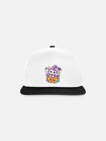 Hexenkatze und Kürbisbonbons - Snapback Cap - Weiß/Schwarz