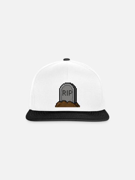 RIP Pixel Grabstein - Snapback Cap - Weiß/Schwarz