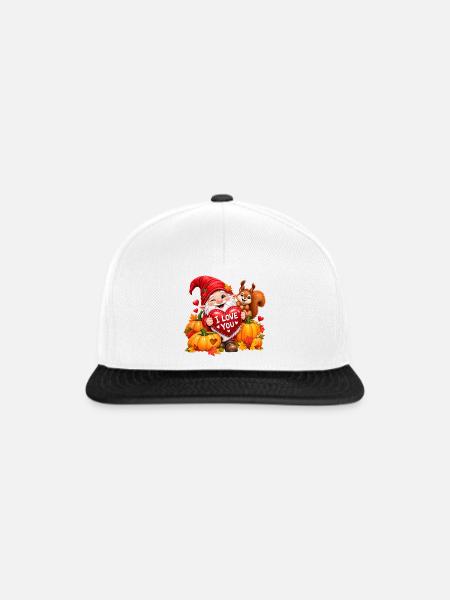Herbstwichtel mit Herzschild - Snapback Cap - Weiß/Schwarz