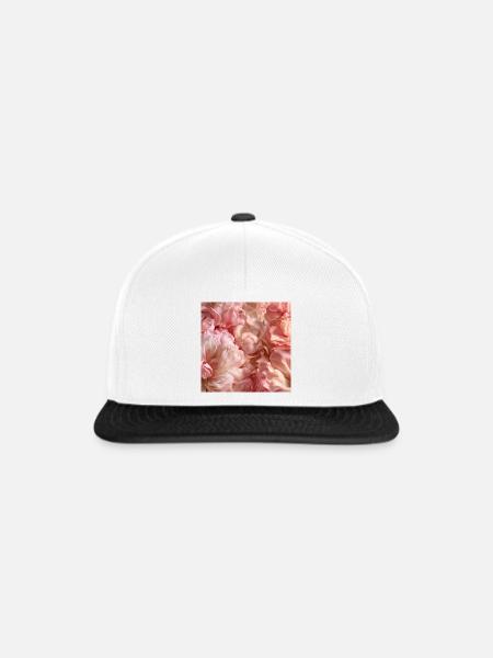 Blühende rosige Pfingstrosen - Snapback Cap - Weiß/Schwarz