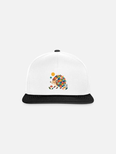 Geometrischer Igel im Regenbogenmuster - Snapback Cap - Weiß/Schwarz
