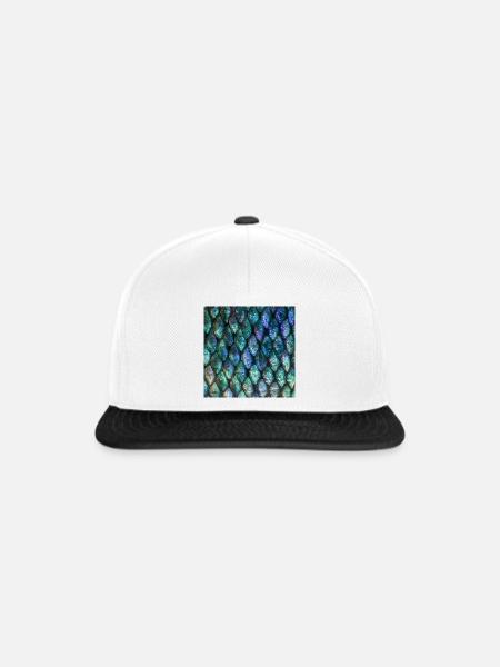 Irisierender Türkis und blaue Schuppen - Snapback Cap - Weiß/Schwarz
