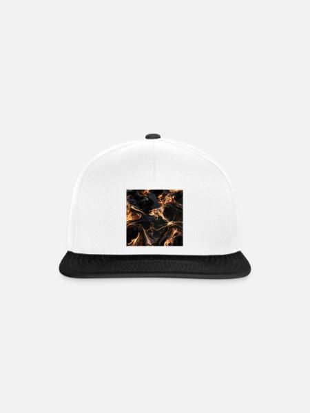 Schwarzer Marmor und flüssiges Gold - Snapback Cap - Weiß/Schwarz