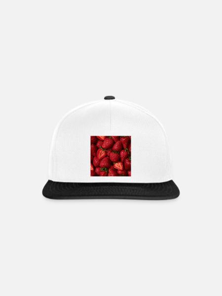 Frische rote Erdbeeren - Snapback Cap - Weiß/Schwarz