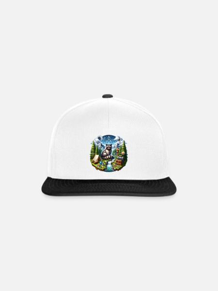 Outdoor Waschbär - Snapback Cap - Weiß/Schwarz