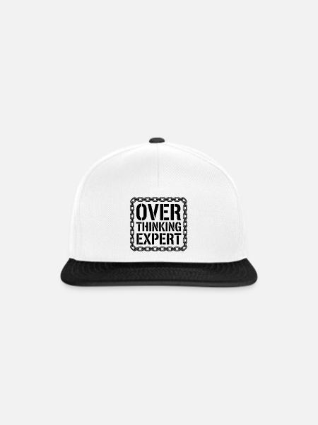 Overthinking Expert Spruch - Snapback Cap - Weiß/Schwarz