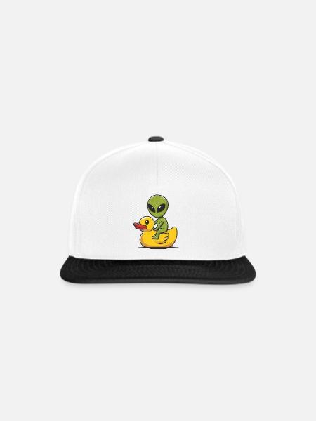 Alien auf Ducky - Snapback Cap - Weiß/Schwarz