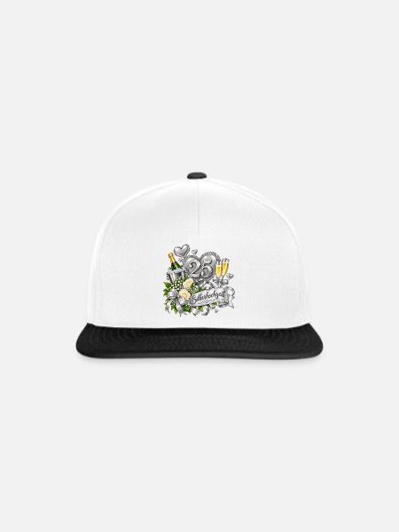 25. Silberhochzeit Festdesign - Snapback Cap - Weiß/Schwarz