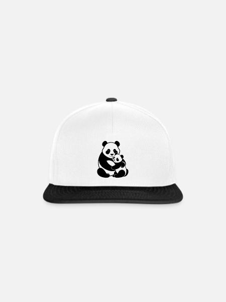 Panda-Baby und Mama - Snapback Cap - Weiß/Schwarz