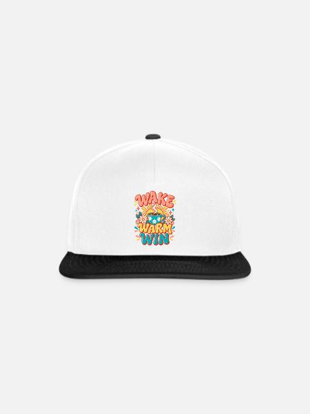 Aufwachen Warm Gewinnen Retro Kaffeetasse - Snapback Cap - Weiß/Schwarz