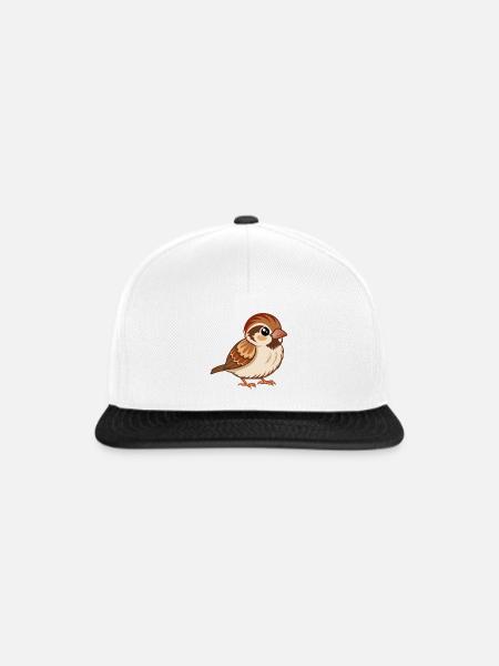 Glücklicher Baby-Spatz - Snapback Cap - Weiß/Schwarz