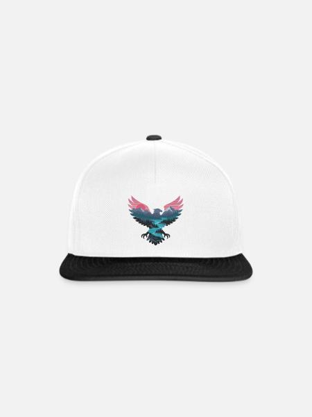 Adler über Neonlandschaft - Snapback Cap - Weiß/Schwarz