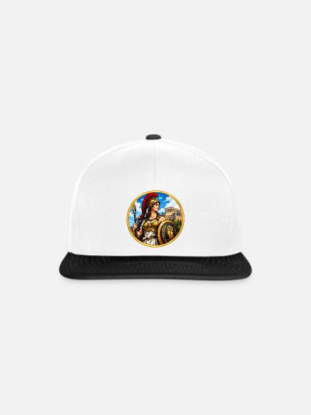 Griechische Kriegerin mit Speer - Snapback Cap - Weiß/Schwarz