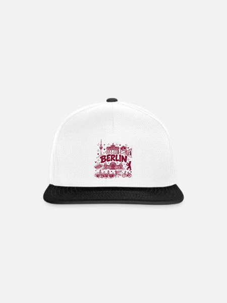 Berlin - Hauptstadt mit Sehenswürdigkeiten - Snapback Cap - Weiß/Schwarz