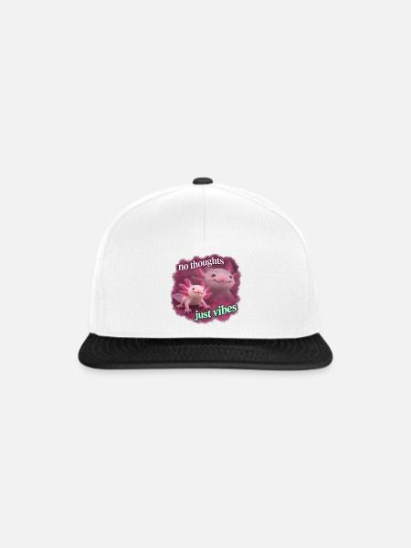 No thoughts just vibes Axolotl - Snapback Cap - Weiß/Schwarz