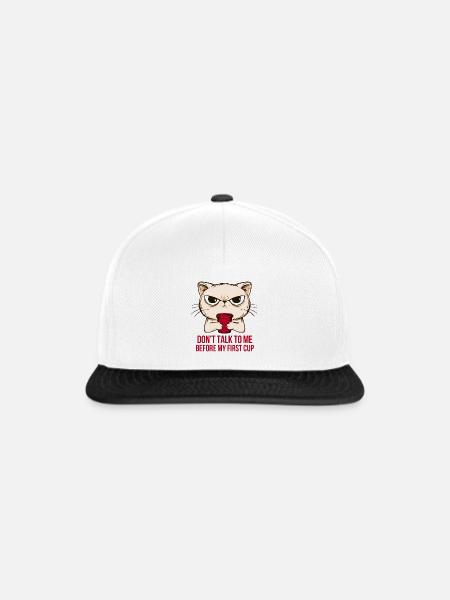 Mürrischer Kater Erstkaffee Design - Snapback Cap - Weiß/Schwarz