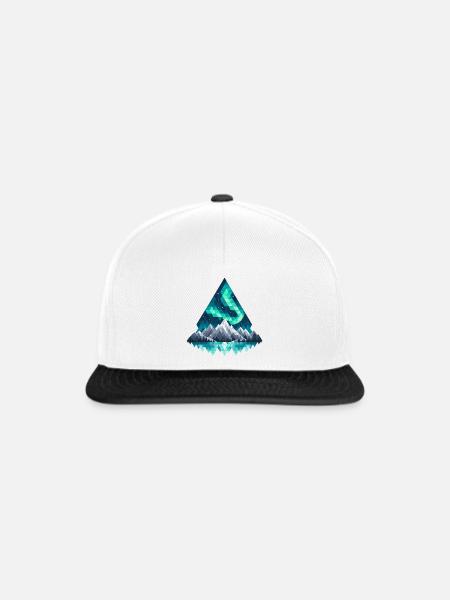 Geometrische Bergkette in Teal - Snapback Cap - Weiß/Schwarz