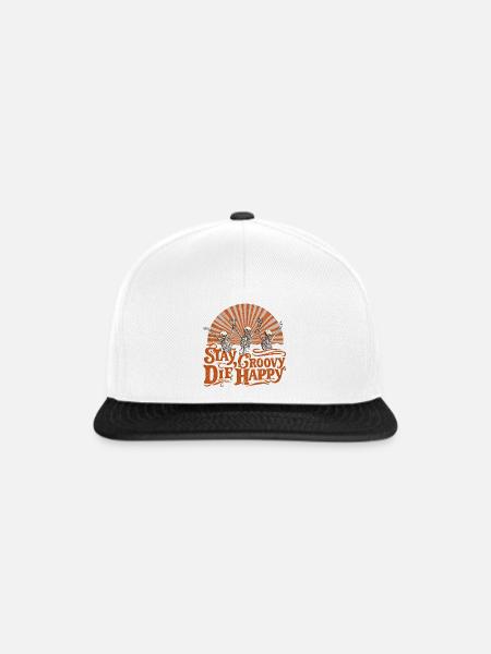 Stay Groovy Die Happy Skeletons - Snapback Cap - Weiß/Schwarz