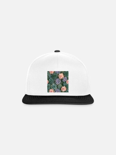 Pastellrosa und Sukkulenten - Snapback Cap - Weiß/Schwarz