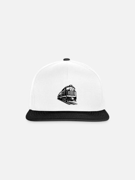 Moderne Diesellokomotivenbahn - Snapback Cap - Weiß/Schwarz
