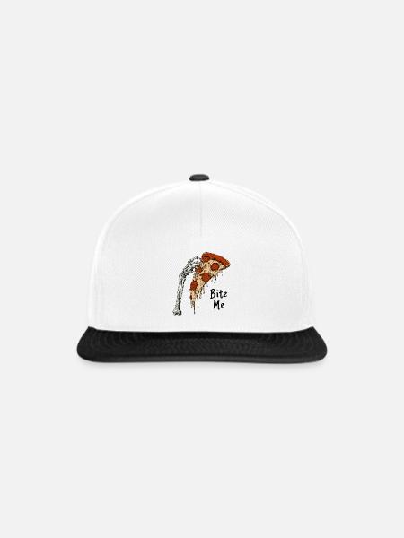 Knochenhand Pizza Bite Me - Snapback Cap - Weiß/Schwarz