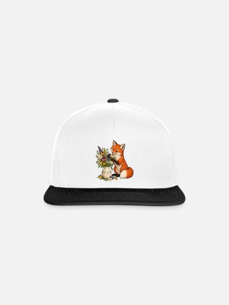 Fuchs arrangiert Wildblumen - Snapback Cap - Weiß/Schwarz