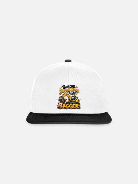 Tausche Schwester gegen Bagger - Snapback Cap - Weiß/Schwarz