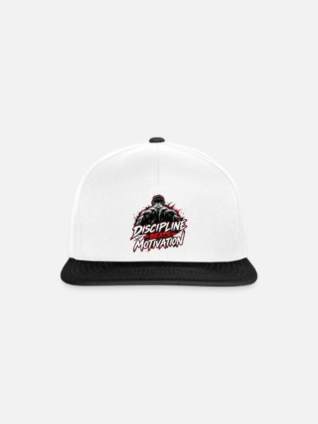Disziplin Beats Motivation - Snapback Cap - Weiß/Schwarz