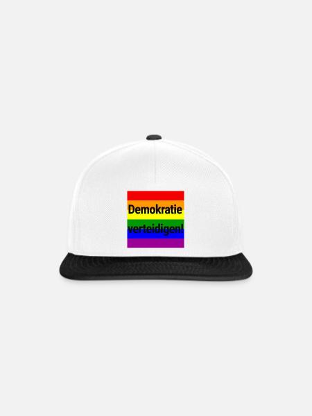 DEMOKRATIE VERTEIDIGEN REGENBOGEN STATEMENT, NOAFD - Snapback Cap - Weiß/Schwarz