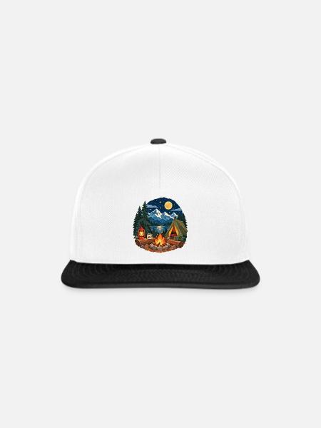 Mondnacht am Lagerfeuer - Snapback Cap - Weiß/Schwarz