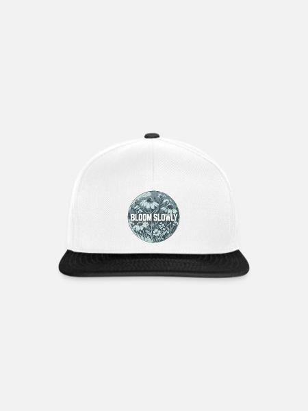 Bloom Slowly Blumenring Design - Snapback Cap - Weiß/Schwarz