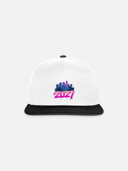 Cyberpunk Skyline 2027 Neon Graffiti - Snapback Cap - Weiß/Schwarz