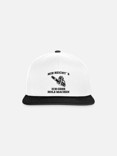 Holz Spruch - Snapback Cap - Weiß/Schwarz