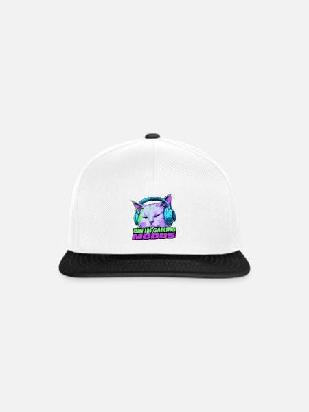 Gaming-Modus Katze mit Kopfhörer - Snapback Cap - Weiß/Schwarz