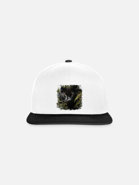 Dschungelpanther mit Goldaugen - Snapback Cap - Weiß/Schwarz