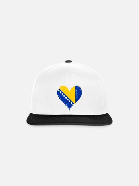 Bosnien Herzflagge Grunge - Snapback Cap - Weiß/Schwarz
