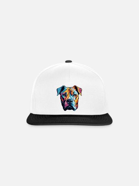 Hundeporträt - Snapback Cap - Weiß/Schwarz