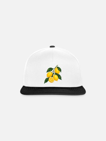 Zitruszweig Gelbe Lemons Motiv - Snapback Cap - Weiß/Schwarz